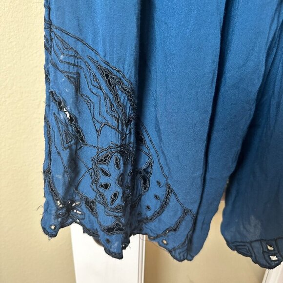 RARE FREE PEOPLE Beaded Crochet Wide Leg Palazzo Pants - 0 - Picture 7 of 13